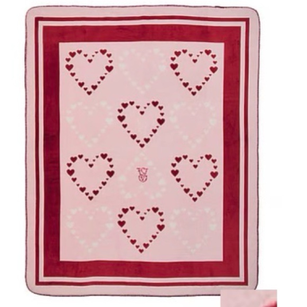 Victoria's Secret Pink and Red Heart Throw Blanket